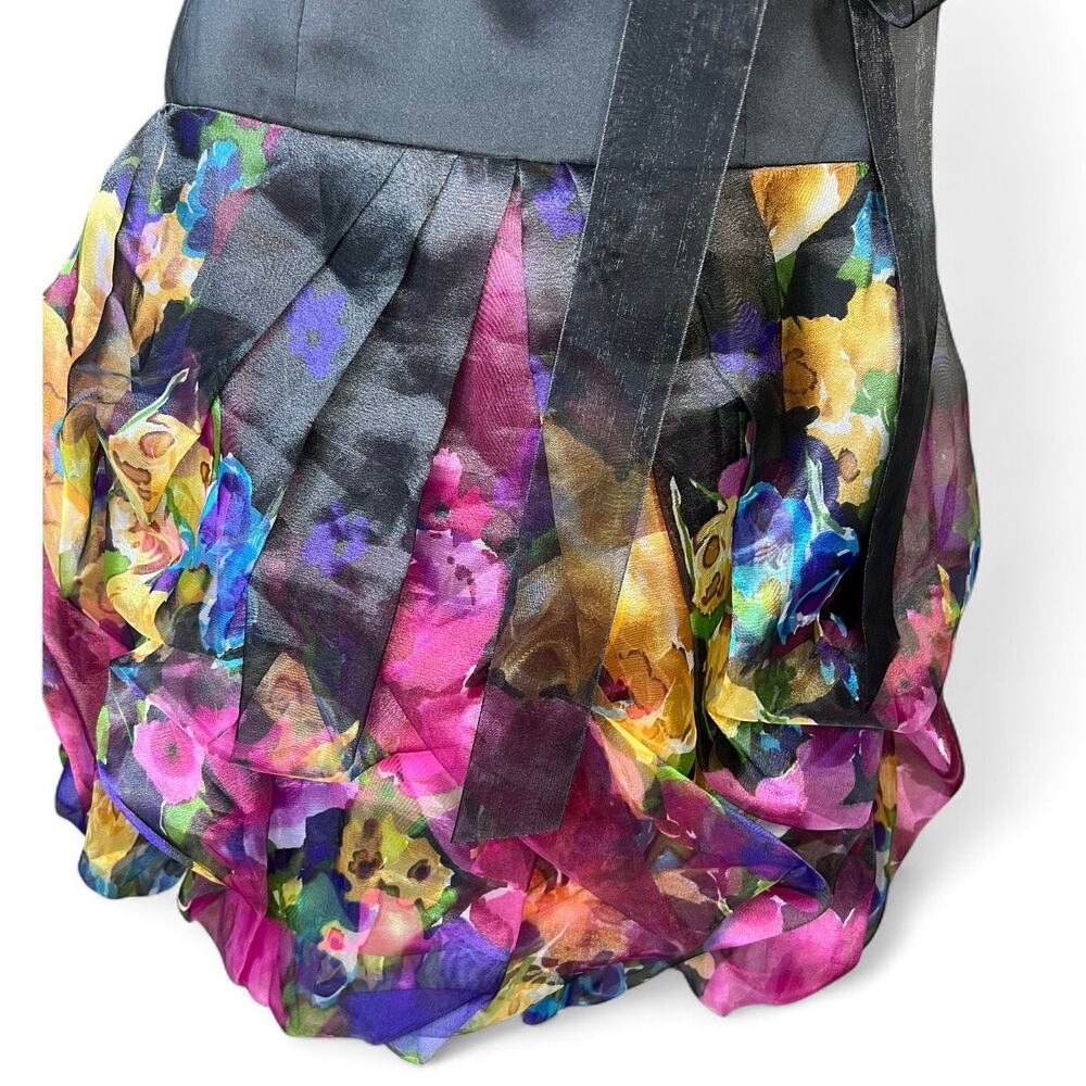 Alex & Eve vintage black floral bubble hem mini dress prom wedding guest Y2K - Picture 3 of 9